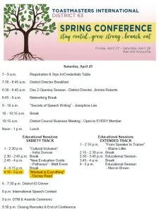 Toastmasters District 63 Spring Conference - Breakout Session 180428